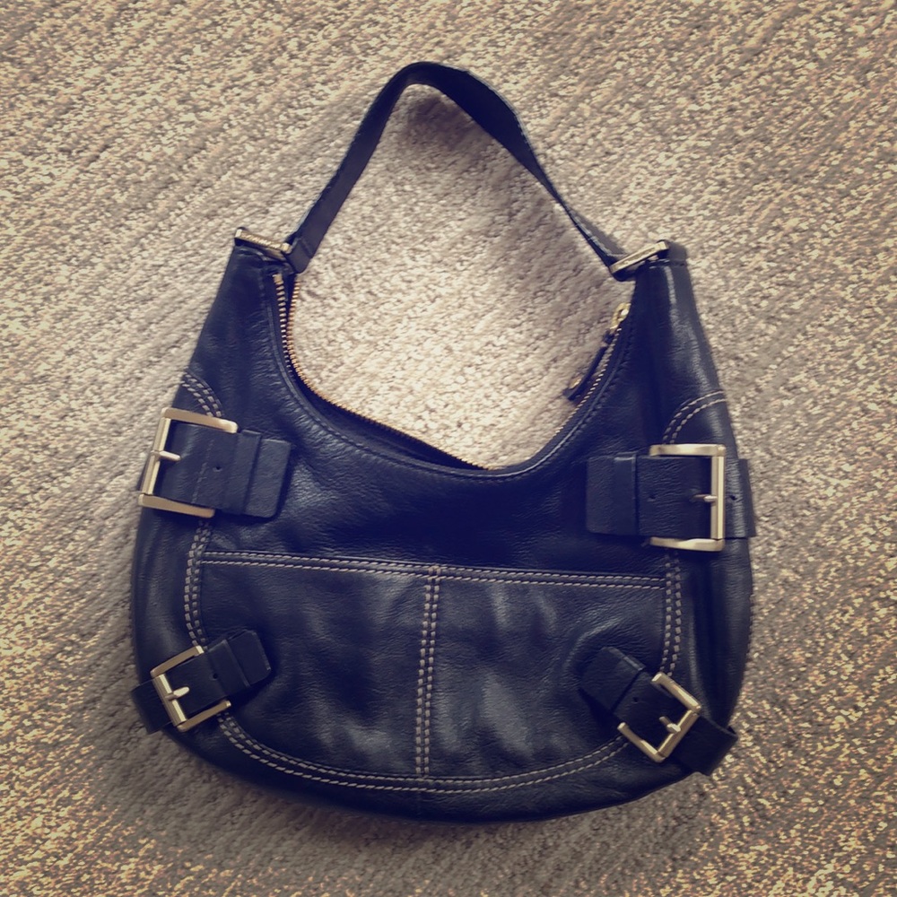 Michael Kors black leather hobo bag